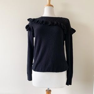 Who What Wear black ruffle crew neck sweater